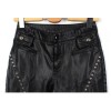 Women Motorcycle Gothic Pant Pu Classic Metal Rivets Trousers | Women Pants